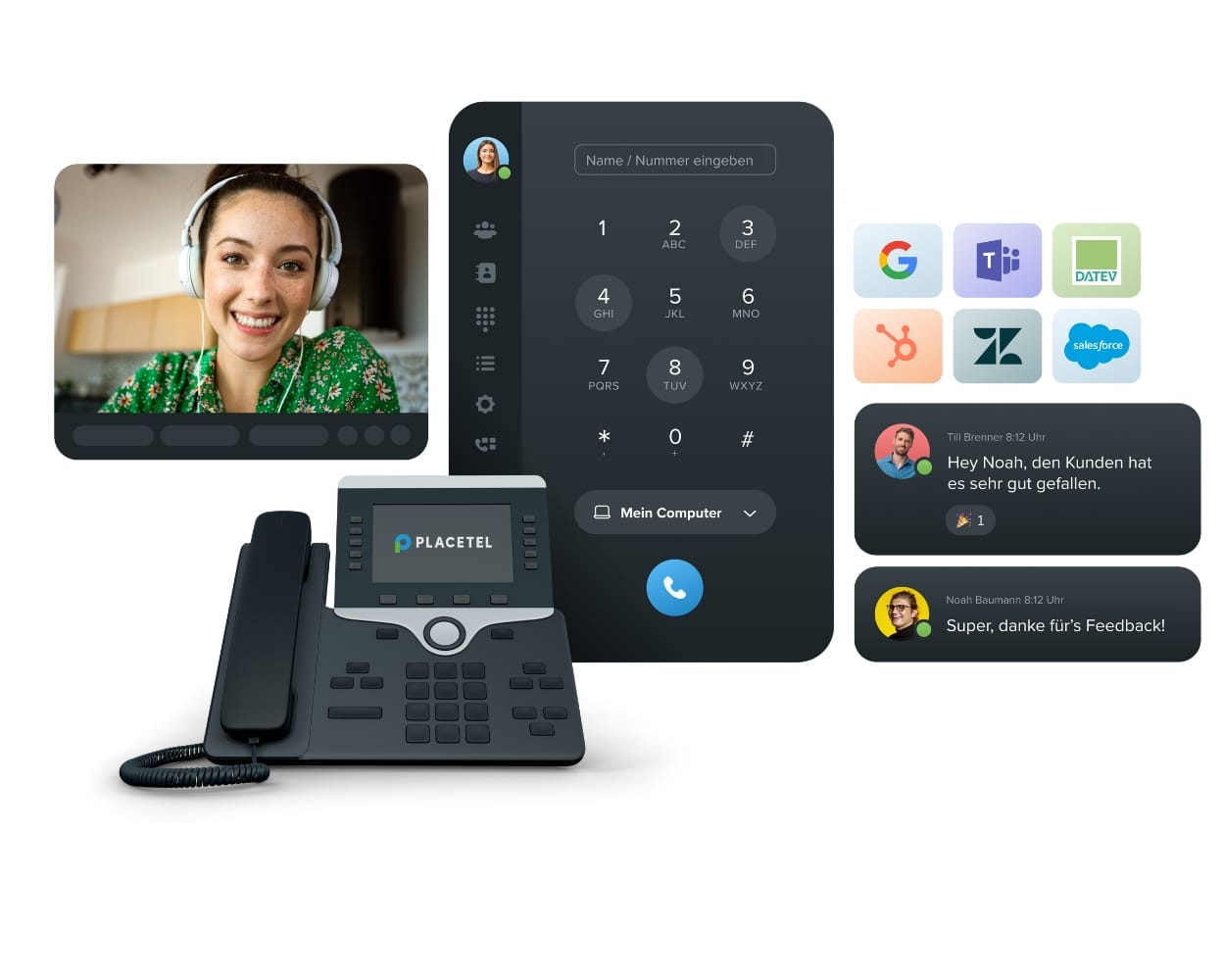 Key Visual von Webex für Placetel mit Cloud-Telefonie, Messaging und Meetings